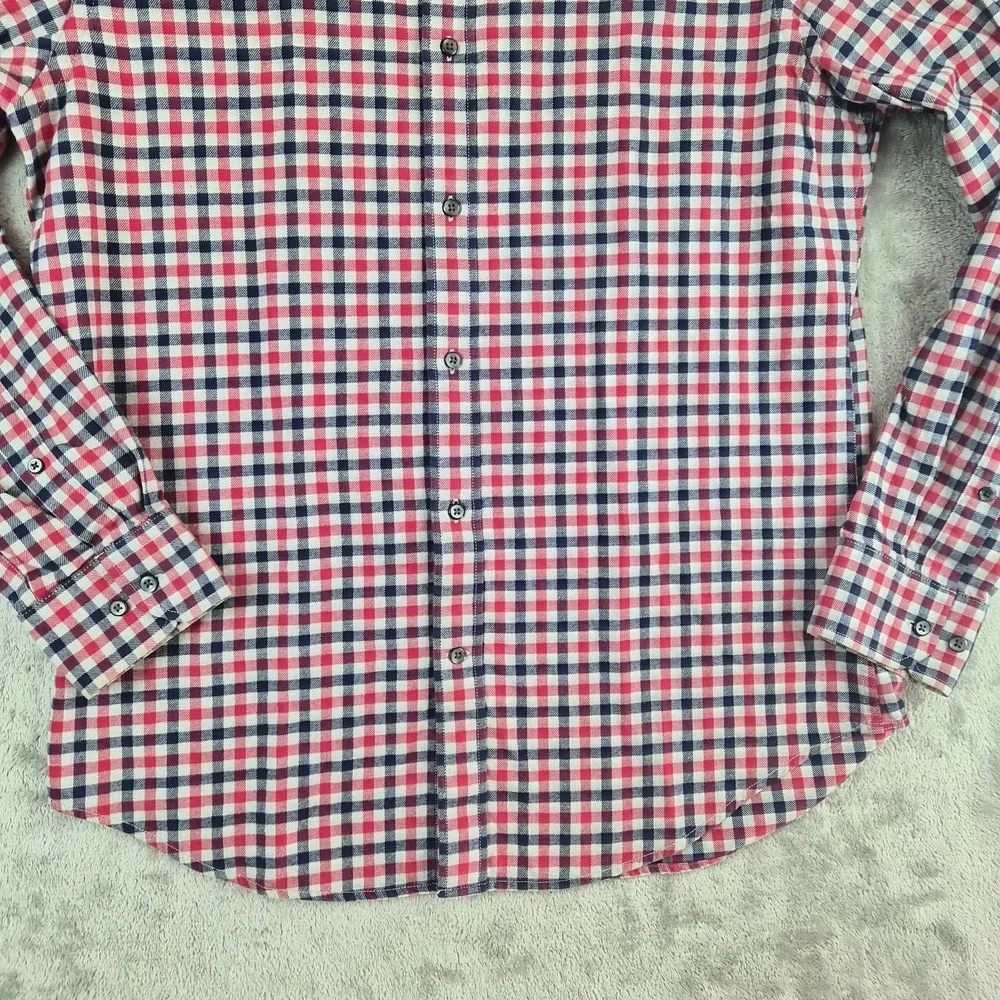 Banana Republic Plaid Flannel Shirt Mens Medium Red Blue Check Long Sleeve